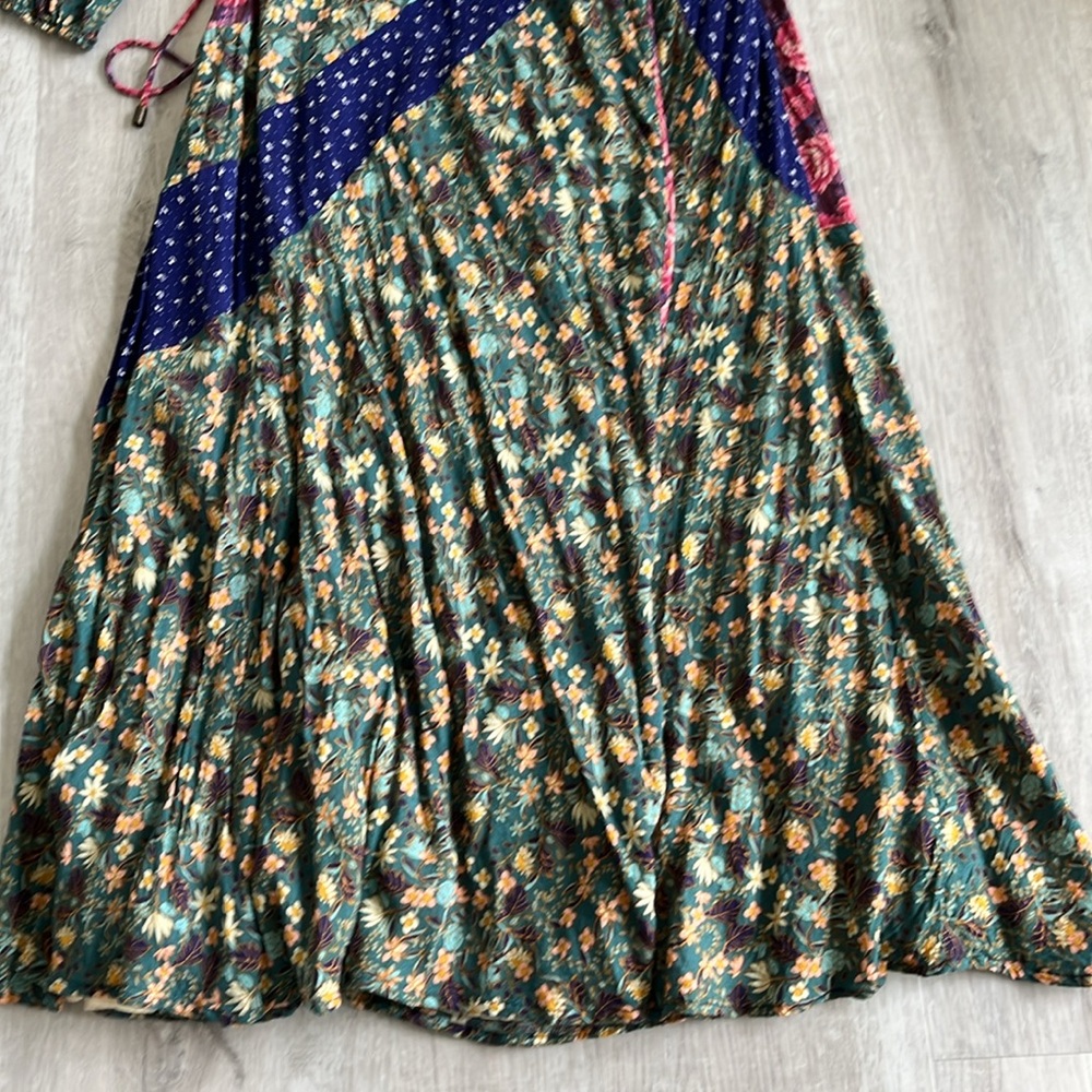 Free People Endless Love Maxi Dress Wrap Long Sleeve Patchwork Boho Women Small - Picture 5 of 16